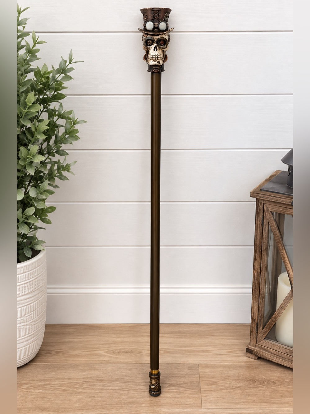 💀 Heavy Duty Steampunk Skull Cane Walking Stick Halloween Costume Cosplay Prop